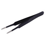 Quadrios 23EC152 ESD Tweezers Flat Rounded Steel Anti-Static Coating