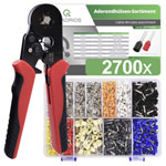 Quadrios 23T045 Ferrule Set 8 Sizes Crimping Tool Incl. Multicoloured Sleeves