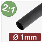 Quadrios 24CA261 Heatshrink Black 1mm 2:1 Per Metre RoHS Compliant