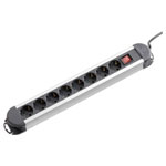 Renkforce 815A-CMB Power Strip 8x Black/Silver Red Switch Wall-Mount