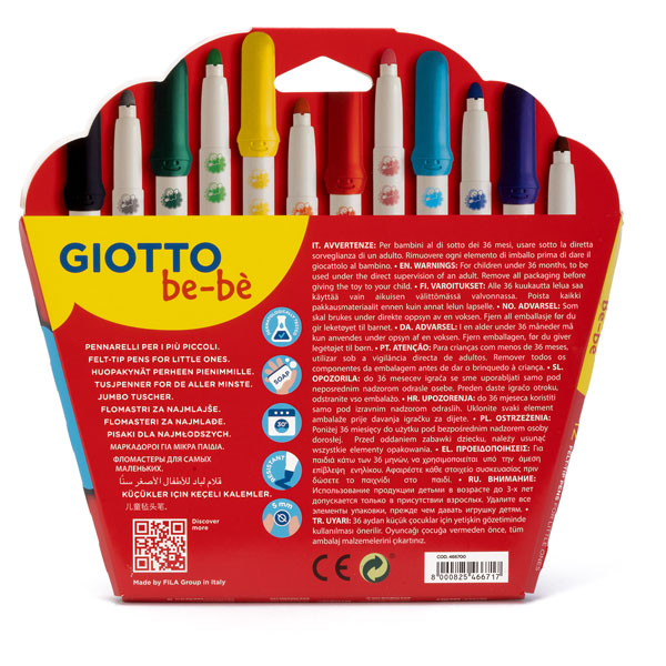 Pack of 12 Giotto 466700 Bebe Fibre Colour Pens 