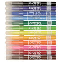 Giotto 494900 Décor Textile Fibre Pens - Pack of 12