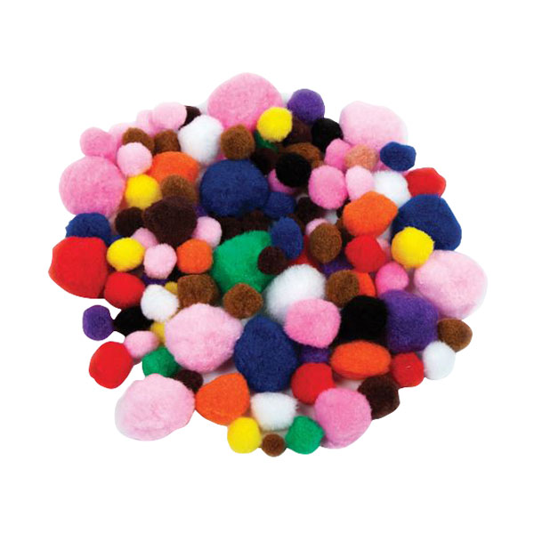  CT2885 Poms, Assorted Colours & Sizes (100)