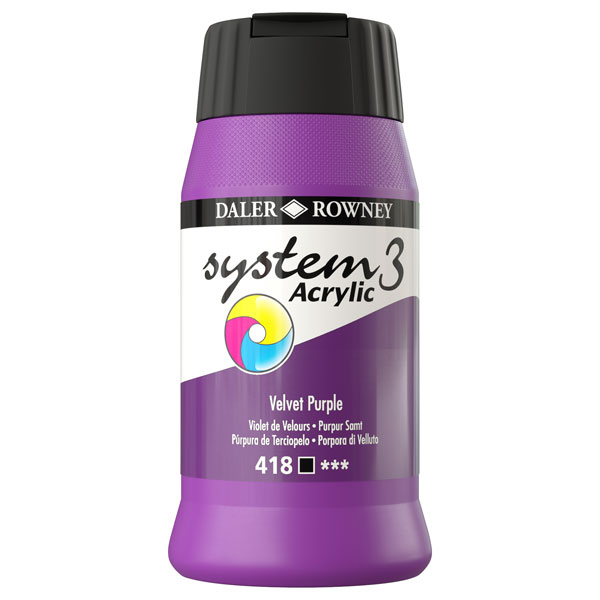 Daler Rowney System 3 Acrylic Paint Velvet Purple (500ml)