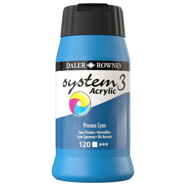 Daler Rowney System 3 Acrylic Paint Process Cyan (500ml)