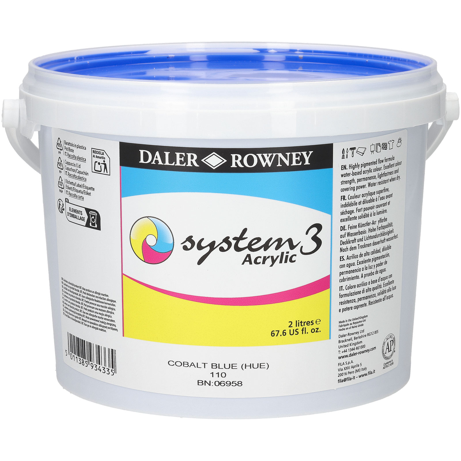Daler Rowney System 3 Acrylic Colour 500 Ml: Colore Acrilico Coeruleum Blue (Hue), Tubone Da 500 Ml, Prodotto Nel Regno Unito Per Artisti E Hobbisti