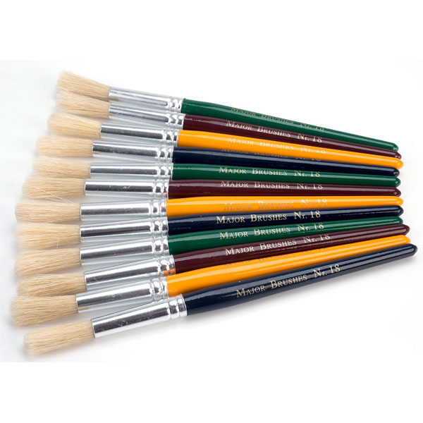 Major Brushes Children's Paint Brushes (Chunky), Set of 12 in 4 Colours