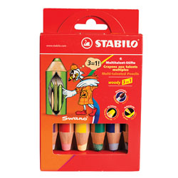 Stabilo Woody 3 In 1 Box - Pack of 6