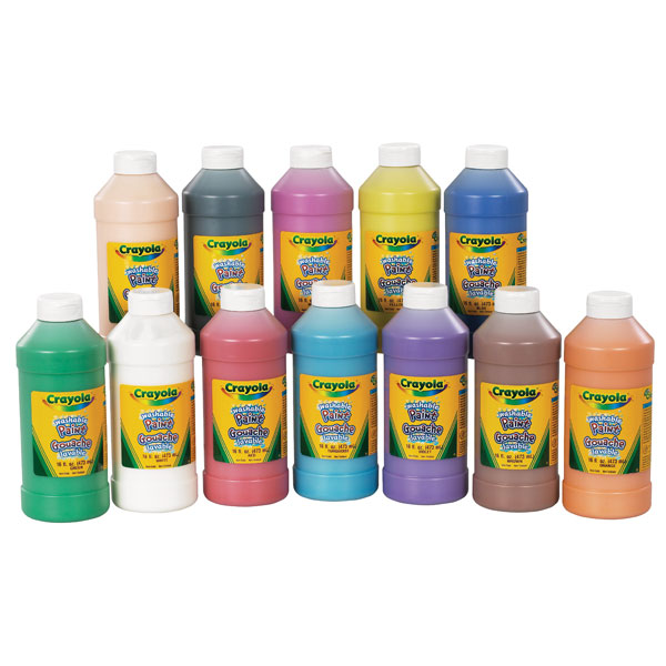 Crayola Washable Paint Assortment 12 x 473ml Bottles | Rapid Online