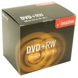 Imation 279682 Rewritable DVDs (DVD+RW) 4x 4.7gb Case Pack of 10