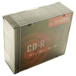 Imation 649427 CD-r 52x 700mb 80mins Slim Case Pack of 10