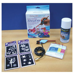 Colorartz Starter Kit-airbrush, Propellant and 3 Colours+4stencils