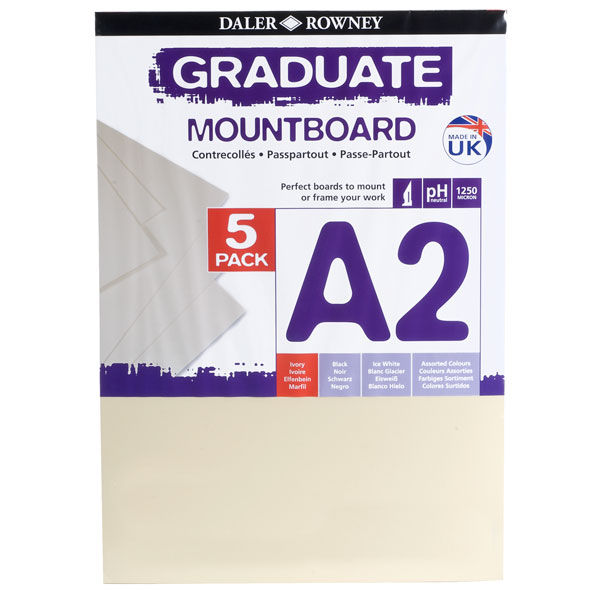 Daler Rowney A2 Graduate Mount Board Pack of 5 Ivory