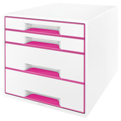 Leitz WOW Drawer Cabinet CUBE 4 Drawer white pink