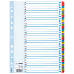 Esselte 100164 Multicoloured Mylar Tabbed A4 Index 1 - 31 160gsm Board
