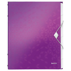 Leitz Divider Book WOW A4 PP 6 Tabs Purple