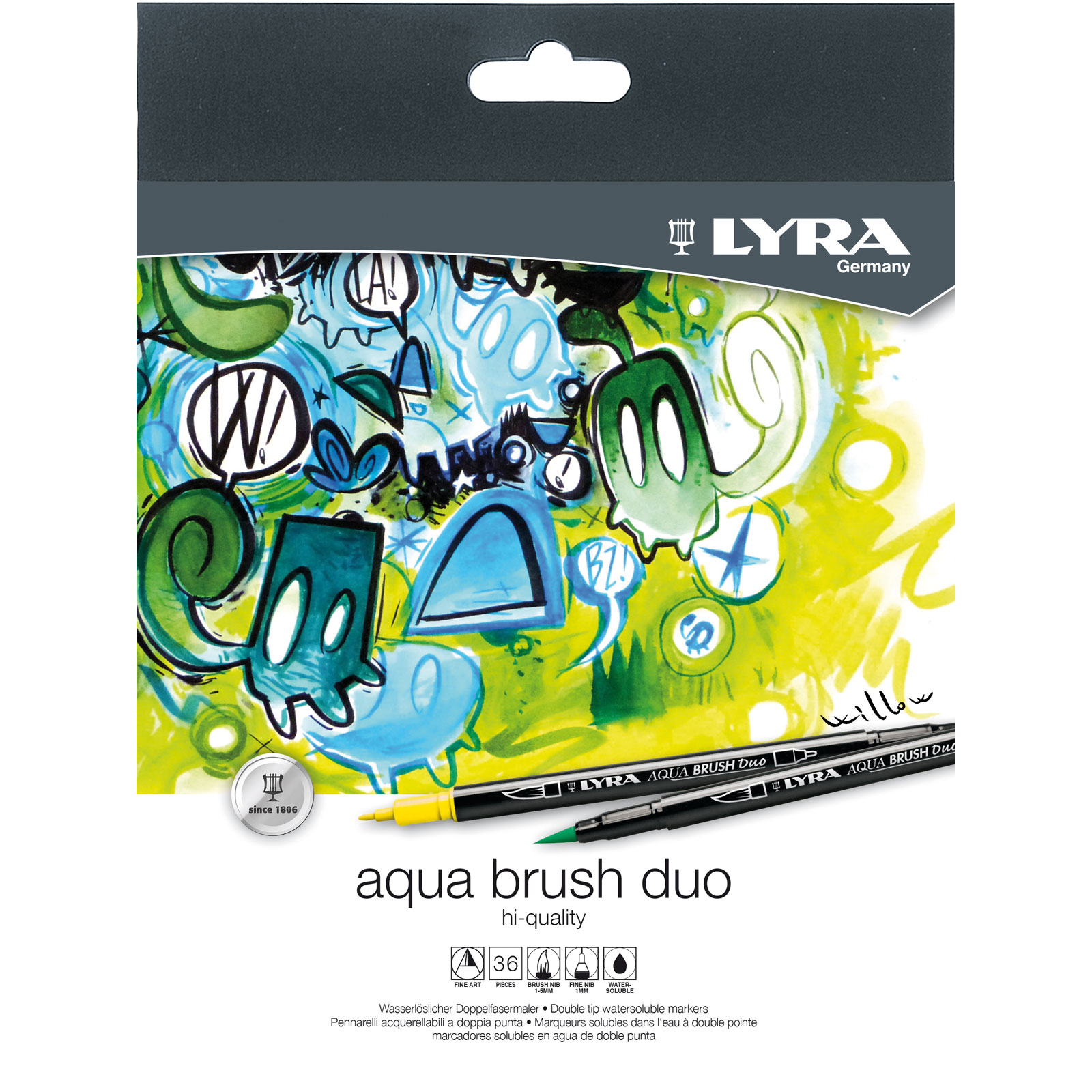 Daler-Rowney Lyra Aqua Brush Duo 36 Cardboard Set