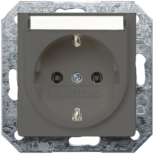 Siemens 5UB1923 Delta i-system Schuko-socket 10/16A 250V carbon me...