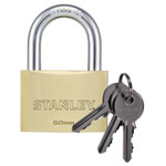 Stanley S742-033 Padlock 60mm Brass Anti-Pick Double Lock Steel Clip