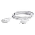 Sygonix SY-5042680 Cable Extension 5m white flat Euro plug 0.75mm²