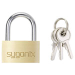 Sygonix SY-5045288 Padlock 29.8 mm keyed-different brass gold key