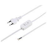 Sygonix SY-6385374 Mains Cable 1.5m white with switch Euro plug