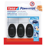 tesa 58275-00000-20 Powerstrips black Adhesive hooks 14x34mm 3pcs