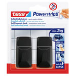 tesa 58279-00000-20 Powerstrips Adhesive black hooks 20x50mm 2pcs