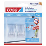 tesa 77735-00000-00 large Adhesive hooks transparent 2pcs reusable no trace