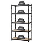 Toolcraft 1530556 Heavy Duty Shelving 350kg Capacity Metal MDF Black
