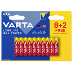 Varta 4703101410 Longlife Max Power AAA 10-Pack Premium Alkaline Batteries