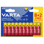 Varta 4706101410 Longlife Max Power AA Batteries 10 Pk Leakproof 1.5V