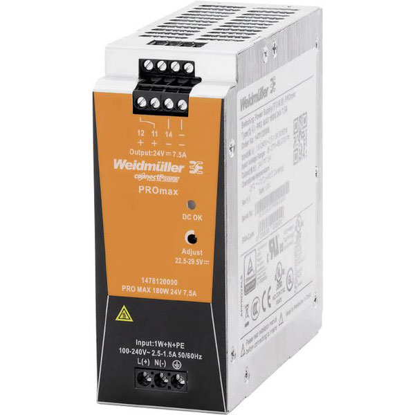 Weidmüller 1478120000 PROmax Rail PSU 180W 24V 7.5A for automation