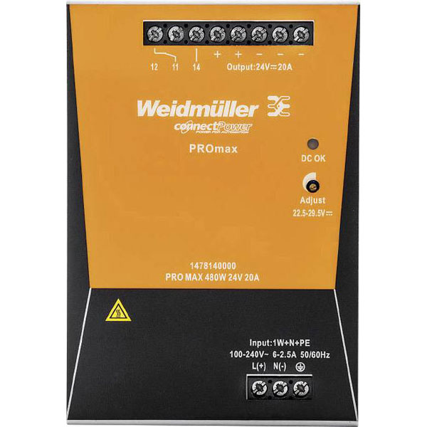 Weidmüller 1478140000 PROmax Rail PSU 480W 24V 20A high performance