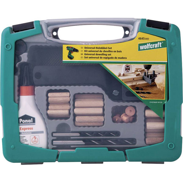 Wolfcraft 4645000 Dowel Set for precise wooden plug connections 6-10mm