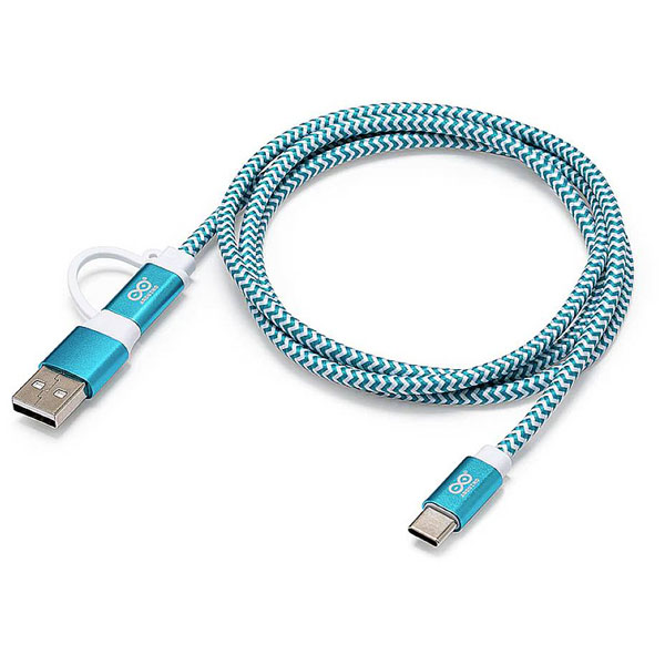 Arduino TPX00094 USB-C Cable 1m White Turquoise 1x USB-C 2x USB-C/...
