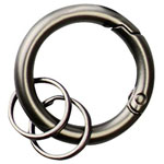 Basi 0006-0155 Keyrings Grey/Black 20mm Carabiners, 10 pieces