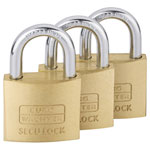 Burg Wächter 15291 CASTLE MONITOR Padlock Set Brass 37.60mm Keyed-Alike