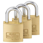 Burg Wächter 29921 Castle Guard Padlock Set 3Pieces 25mm Brass Keyed-Alike
