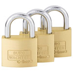Burg Wächter 29941 Padlock Set 3 Pcs Brass Keyed Alike Solid Quality
