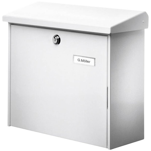 Burg Wächter 4120 COMFORT 913 W Steel Letterbox White with Key and Cap
