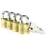 Burg Wächter 222 30 SB Quadro Padlock Set Brass Keyed Alike 4 Pack