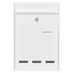 Burg Wächter 61010 POCKET 5871 W Steel Letterbox White with 2 Keys