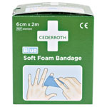 Cederroth 1009711 Soft Foam Bandage Blue 2m x 6cm Self-Adhesive Latex-Free