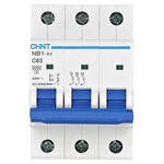Chint 179708 NB1-63 Circuit Breaker 3P C50 6kA 240/415V 3-pin 50A