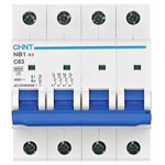 Chint 179752 NB1-63 Circuit Breaker 4P 63A 240/415V 6kA IEC/EN 60947-2