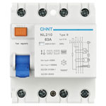 Chint 782007 NL210 RCCB 63A 100mA 3-pin 10kA Fault Current Switch