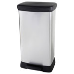 Curver 254620 Deco Bin Metallics Waste Bin 46L Soft-Close Silver