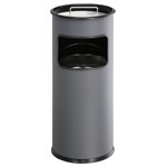 Durable 333058 Waste Paper Basket 17L Anthracite Metal with Ashtray