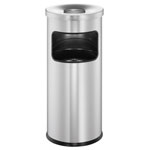 Durable 333223 Waste Paper Basket with Ashtray Metal Silver 17L Diam.250xH630mm